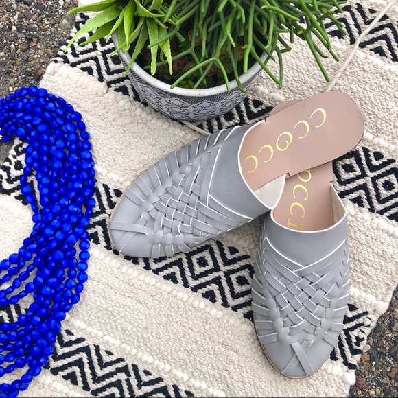 Shoes - New! “Faye” Huarache Sandal Flats in Light Grey